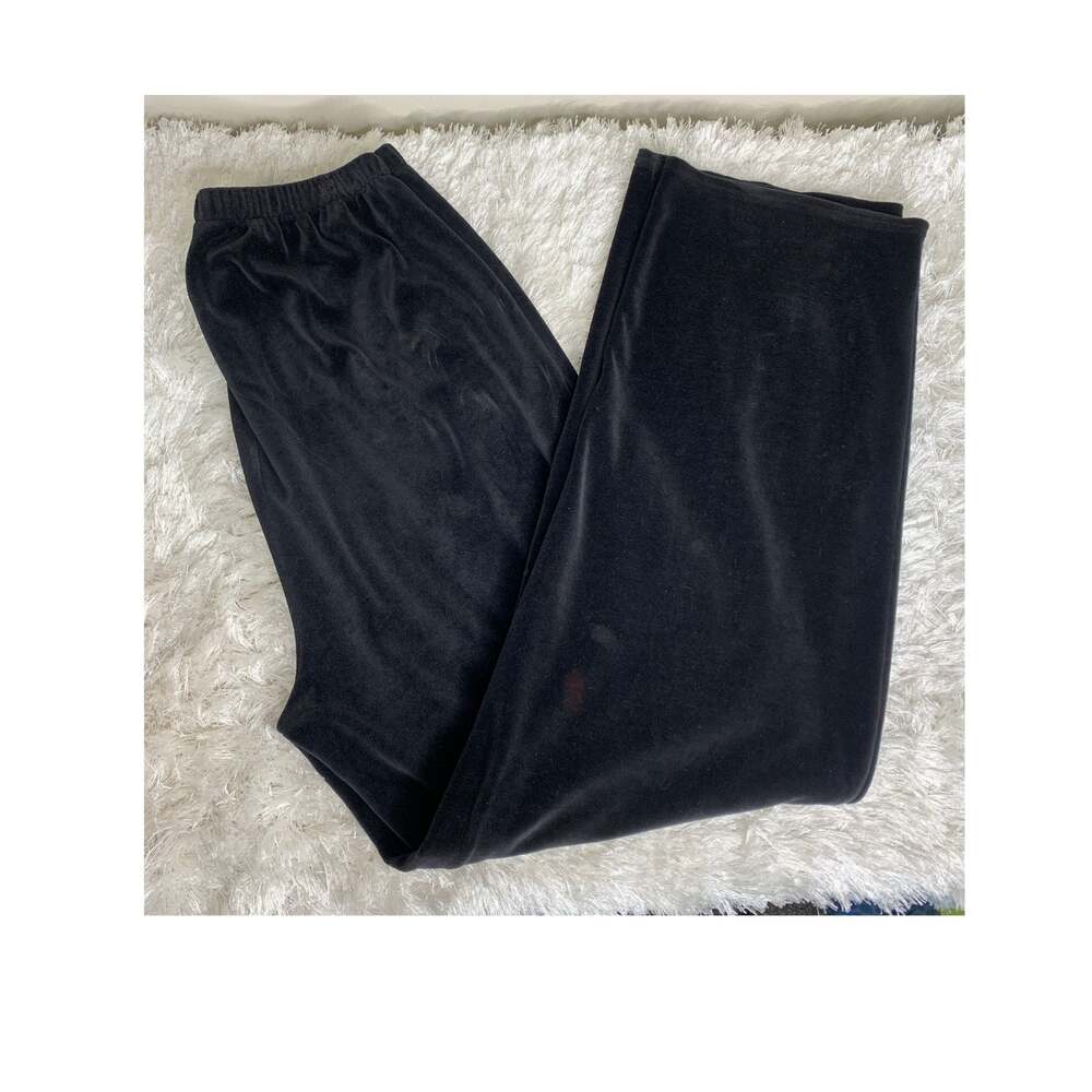 Vintage Pull On Velour Pants Elastic Waist Straight Leg Sz Medium
